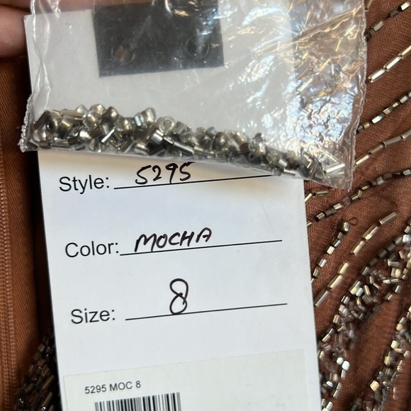 Mac Duggal 5295 NWT BEADED LONG SLEEVE WRAP OVER MIDI DRESS - Picture 8 of 16